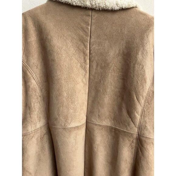 Penny Lane Vintage Y2K 90s Faux Suede & Shearling Tan Boho Coat Size 2X Retro - Picture 10 of 13